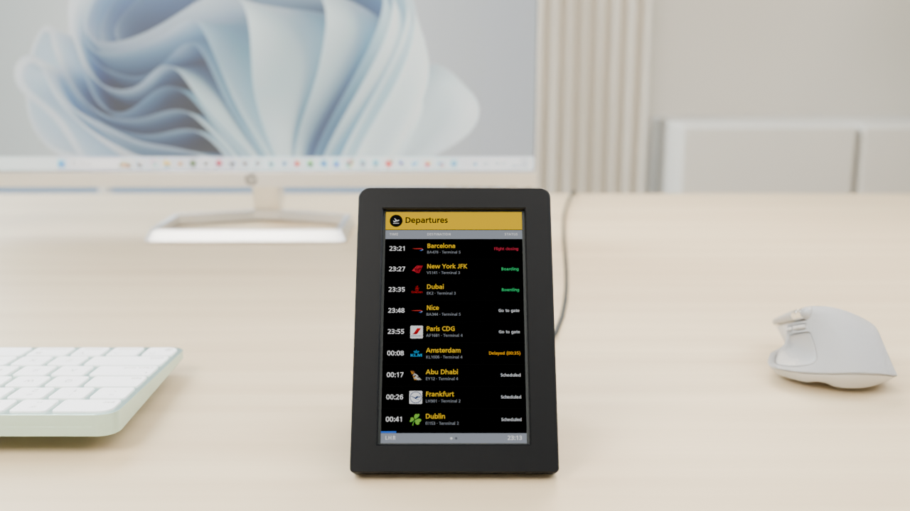 Desktop Displays product render on a daylight desk